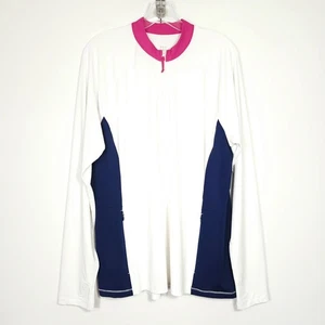 Title Nine Damen XL weiß Sunbuster 1/2 Zip UPF 50 Pullover Schwimmen Sonne Strand Shirt - Bild 1 von 15
