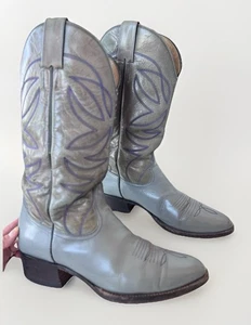 vintage west california grey western cowboy boots shoes men’s size 9 - Picture 1 of 11