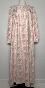 Vintage Lindsey Blake Neu mit Etikett M Baumwolle Flanell Nachthemd rosa Blumen Spitze langes Geschenk - Bild 1 von 13