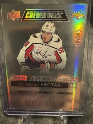 2021-22 UD Credentials - Debut Ticket Access Aliaksei Protas #195/999 (RC) - Image 1 of 2