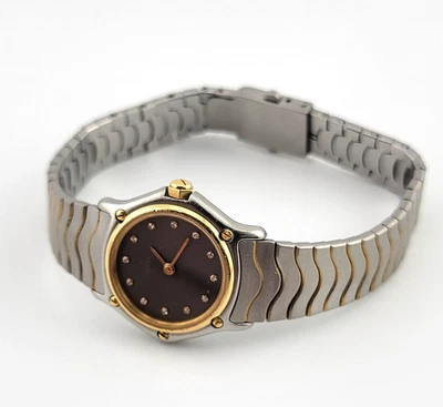 Ebel Wave Sport Classic 166901 - 18k e aço inoxidável - mostrador quartzo diamante preto 7" - Imagem 1 de 4