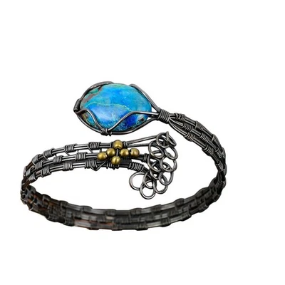 Браслет оберточный проволокой овальный хризоколла ювелирные изделия медь Sisters Day Deal - Изображение 1 из 4