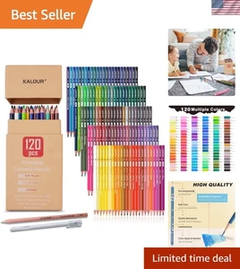 Soft Core 120 Color Pencil Set with White Gel Pen & Blender Pencil Included - Picture 1 of 9