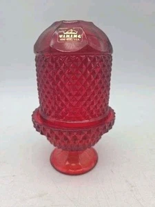 Candelabro de luz de lámpara de hadas con punta de diamante rojo de vidrio vikingo vintage - Imagen 1 de 3