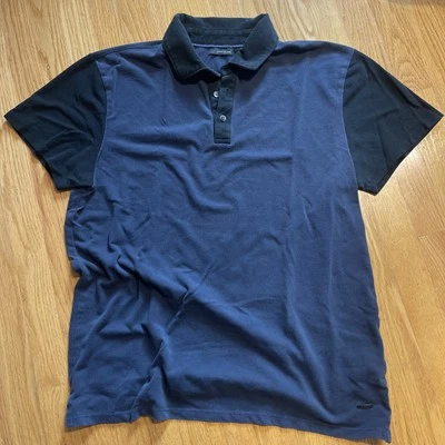 DKNY Navy And Black Men’s Polo Color Block Sz XL Pique - Image 1 of 4