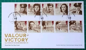 2025 Valour & Victory Set of 10 on FDC Victory Road Manchester Postmarks - Picture 1 of 2