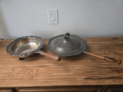 Par de platos de frotamiento de plata raros de colección huecos de rollo francés Foto 1 de 4