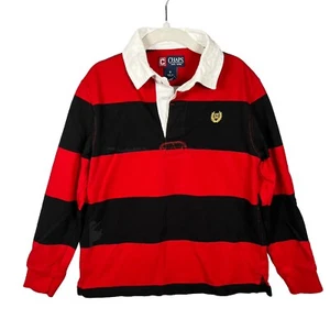 CHAPS Polo Rugby Shirt Boys Sz 6 Red Black Striped Long Sleeve VTG - Picture 1 of 8