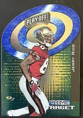JERRY RICE 1997 PLAYOFF PRIME TARGET BLUE DIE-CUT INSERT #3 HOF NM/MT - Image 1 of 2