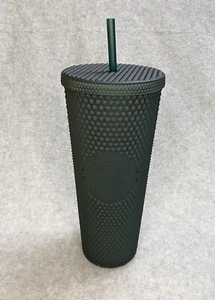 2022 Starbucks Studded Matte Dark Green 24 oz Tumbler Cold Cup Venti BRAND NEW - Picture 1 of 10