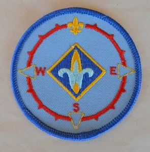 1 Round BSA Sew-On Patch w Compass Points N S E & W Attached Loop for Hanging - Picture 1 of 5