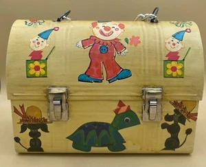 1960s Groovy Decoupage Purse Converted Lunchbox Flower Handmade w Chain Handle - Picture 1 of 6
