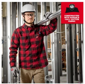 Milwaukee GRIDIRON Flannel Shirt Men’s Large Red (m551R-L) – New Open Box - Picture 1 of 6