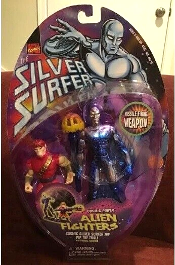 Marvel 1998 Alien Fighters Cosmic Silver Surfer & Pip The Troll ToyBiz