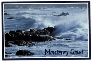 California Monterey Coast waves crashing on rocks ~ unused postcard sku575