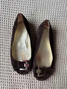 L.K Bennett Mujer Cuero Plano Con Hebilla Punta Abierta Marrón Talla EUR35 - Imagen 1 de 9
