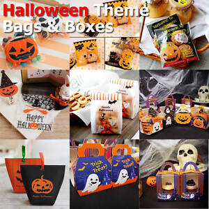 10-50X Halloween Pumpkin Ghost Sweet Favour Cello Cellophane Party Gift Bags Box