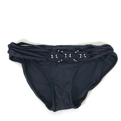 NUEVO Braguita de bikini Badgley Mischka para mujer talla 6 negra plateada con cuentas traje de baño Foto 1 de 4