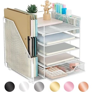 5 Tier Office Desk Organizer Paper Letter Tray Organizer Desktop File with and - Picture 1 of 6