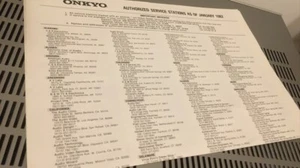 1982 Onkyo Service Center List (vintage paperwork) - Picture 1 of 1