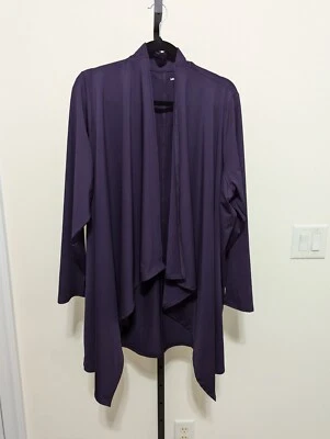 Chaqueta elástica Lands End Plus púrpura con drapeado abierto para mujer talla 2X Foto 1 de 4