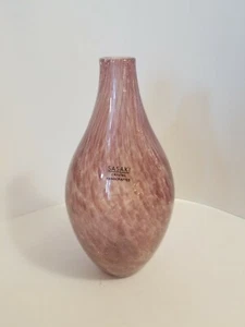 Sasaki Cristallo Artigianale Studio Arte Vetro 8 Pollici Rosa Lilla Cristallo Vaso  - Foto 1 di 9