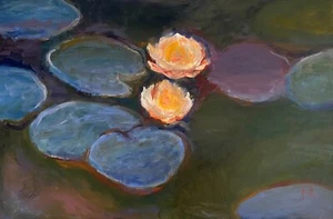 Original oil painting 16x24 inch on canvas of Water Lilies, after Claude Monet. - Picture 1 of 3