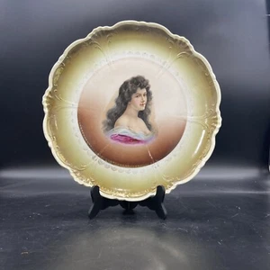 Antique Victorian Elbogen Austria porcelain 12.25" portrait plate - Picture 1 of 7