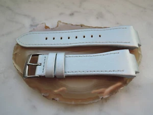 Leder Uhrenarmband Ersatzband Rundanstoss silber/blau 24/16 mm  b2 - Bild 1 von 1