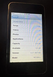 Apple iPod 2nd Gen Touch (8 GB) A1288 Good Used 173 Songs 4.2.1 IOS Game 47 App - Picture 1 of 14