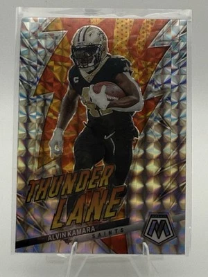 2023 Panini Mosaic #TL-AK Alvin Kamara Thunder Lane Silver Prizm Saints - Image 1 of 2