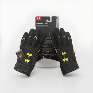 Under Armour Spotlight Ultra Glue Grip Football Gloves Black/Yellow Size Medium - Picture 1 of 4
