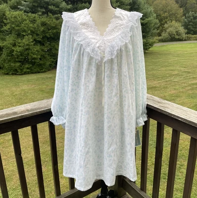 GILLIGAN O'MALLEY Prairie Gown Short Nightgown Flannel Cottagecore Romantic Vtg - Image 1 of 4