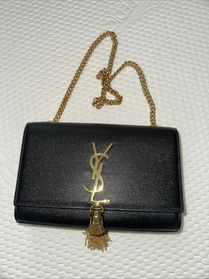 Bolso Yes Saint Laurent Pequeño Kate Blac Cuero Granulado Borlas Nuevo Foto 1 de 4