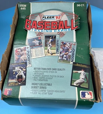 Воск 1992 Fleer бейсбольная открытая коробка не полная 25 карат. - Изображение 1 из 4