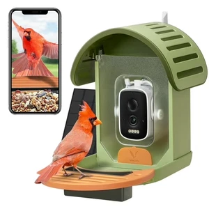 VINGUYS® Vogelfutterhaus mit Kamera solarbetrieben, Smart Green - Bild 1 von 9