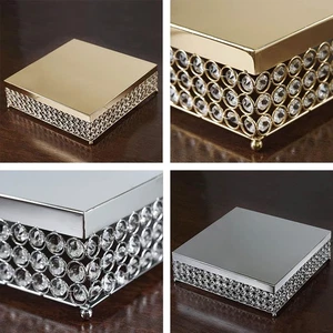 CAKE STAND 16" wide Square Crystal Beads Wedding Birthday Party Home Decorations - Picture 1 of 13
