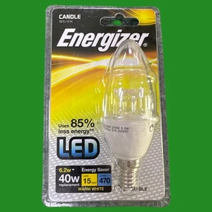 6.2W (=40W) Dimmable LED Clear Candle Light Bulb 2700K SES E14 Small Screw - Picture 1 of 3
