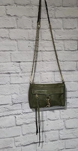 REBECCA MINKOFF Glove Leather M.A.C. CROSSBODY SHOULDER CLUTCH OLIVE GREEN KHAKI - Picture 1 of 10