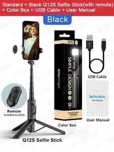 Q12S Faltbares Kabelloses Selfie Stick Bluetooth Einbeinstativ mit Fernauslöser Füllung L - Bild 1 von 14