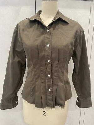 Легкая куртка на пуговицах Current/Elliott оливковый зеленый размер 0 - Изображение 1 из 4