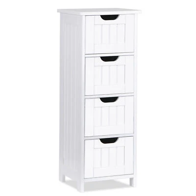 Bathroom Floor Cabinet White 33"H Freestanding Storage Organizer with 4 Drawers - Image 1 of 4