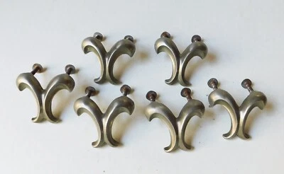 6 puxadores de gaveta vintage raros década de 1960 Chevron MCM prata níquel 1 3/4" - Imagem 1 de 3