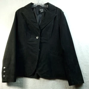 Mark Alan Blazer Jacket Womens Large Black Long Sleeve Single Breasted 2 Button - Picture 1 of 8