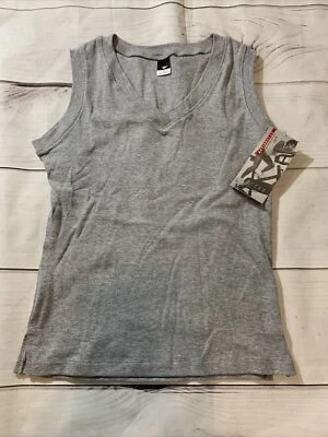 Cheetah Mujer Talla Pequeña Gris Cuello en V Camiseta sin Mangas Ropa Activa Elástica Aberturas Laterales  Foto 1 de 4