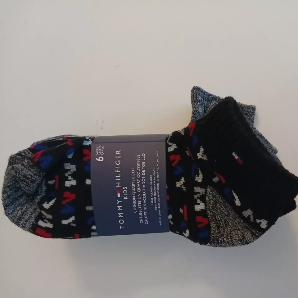 Nuevos calcetines Tommy Hilfiger corte cuarto con cojín para niños 6 pares talla grande Foto 1 de 3