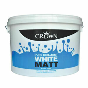 Crown Pure Brilliant White Rich Matt Emulsion Paint, 7.5 L For Walls & Ceilings