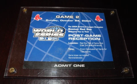2004 Baseball Boston Red Sox World Series Ticket Hospitality Post Game Reception Cover