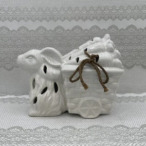 ceramic bunny and carrots light decor or flower frog neutral spring decor - Picture 1 of 13