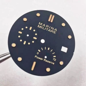 34.5mm black dial yellow marks Power reserve Watch Dial Fit Seagull 2530 Mov't  - Picture 1 of 5